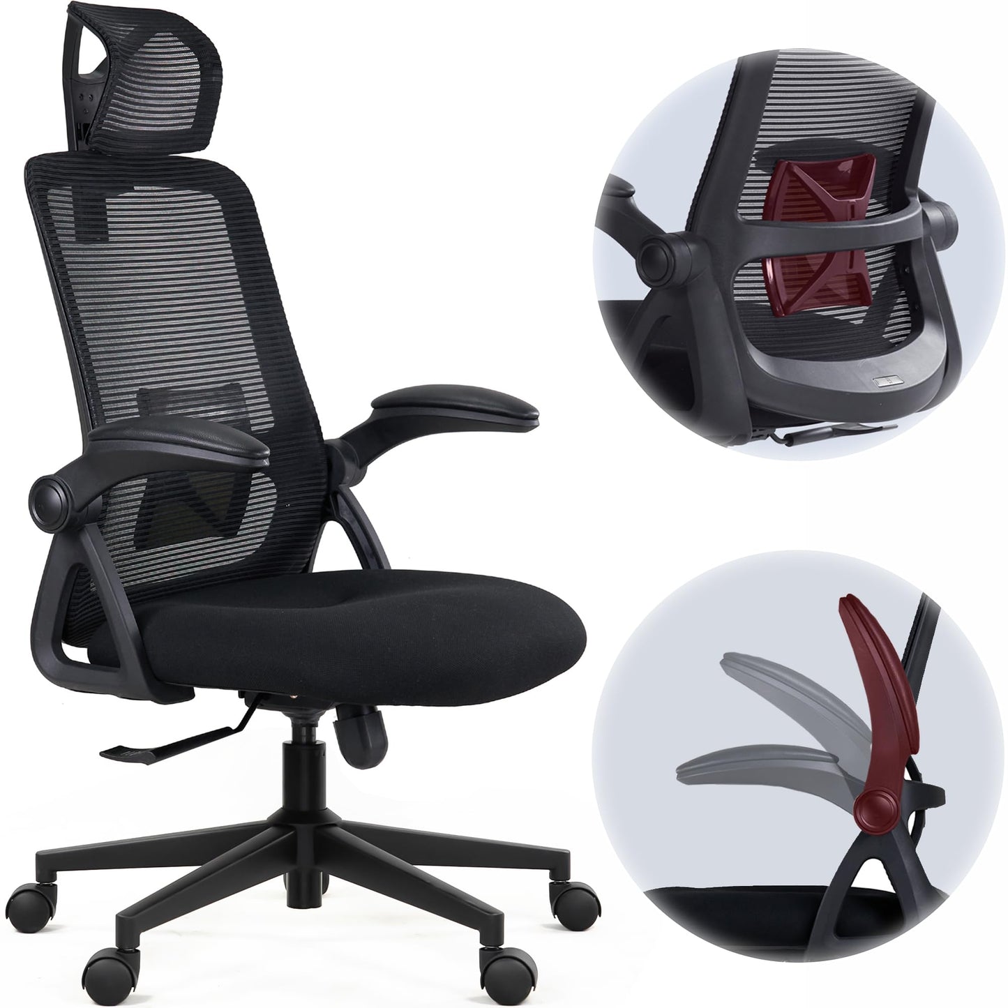 NAVA VISION CAPTAIN Ergonomic Office Chair – Mesh Back, Flip-Up Arms & Lumbar Support
