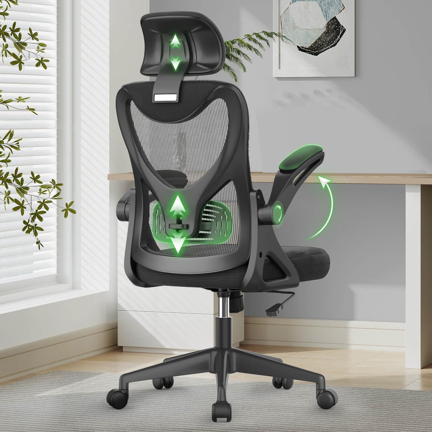 NAVA VISION Ergonomic Executive Chair – High Back, Headrest & Flip-Up Arms