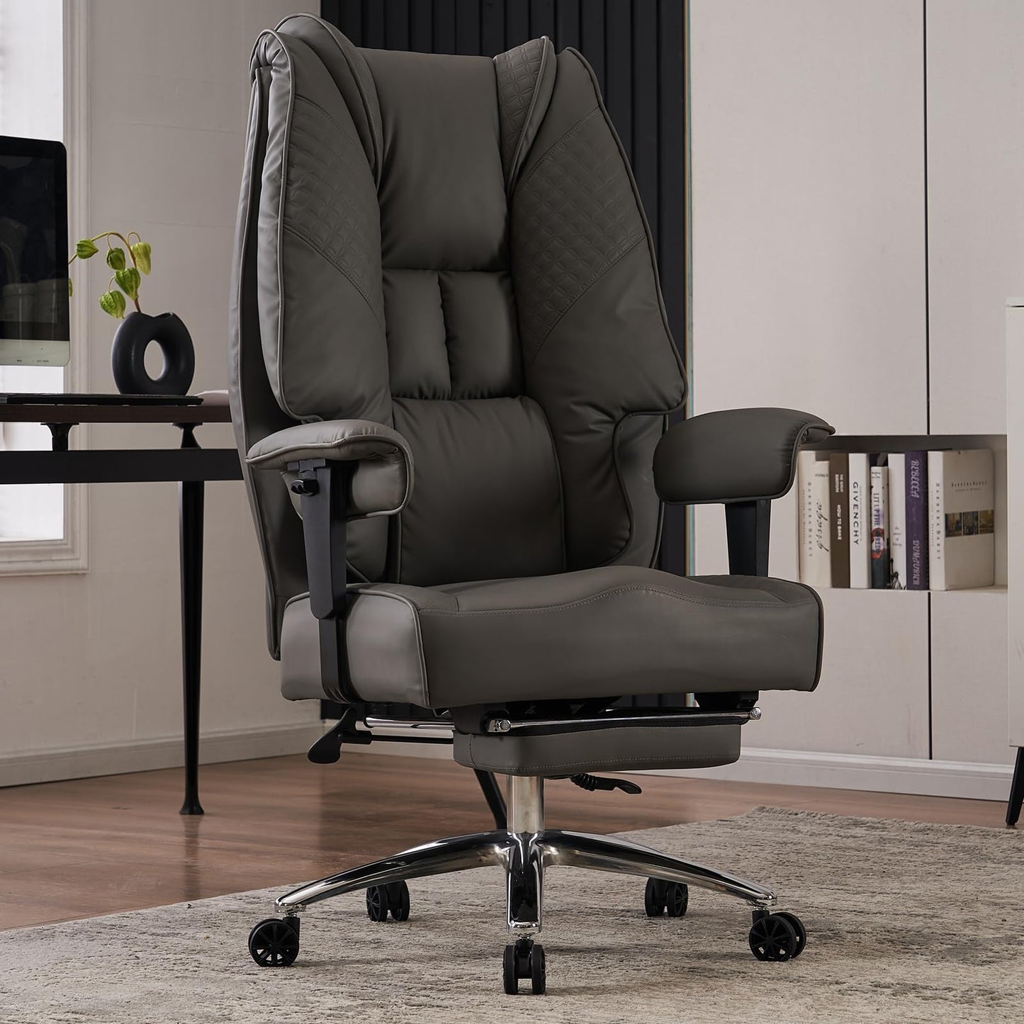 NAVA VISION High-Back PU Leather Office Chair – Adjustable Arms & 400 lbs Support