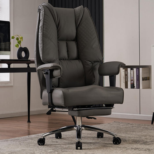 NAVA VISION High-Back PU Leather Office Chair – Adjustable Arms & 400 lbs Support